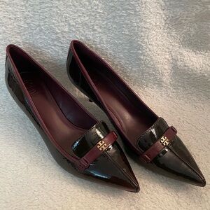 Tory Burch Eliza Burgundy Kitten Heel Womens Size 10.5
